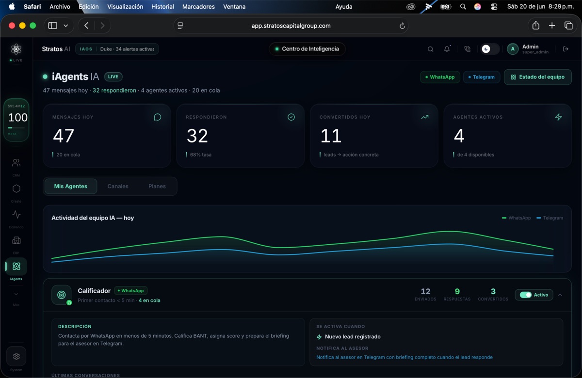 Stratos AI: agentes de IA y registro de actividad